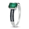 Thumbnail Image 3 of Lab-Created Emerald Ring 1/6 cttw Black Diamonds Sterling Silver