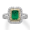 Thumbnail Image 0 of Natural Emerald Ring 1 ct tw Diamonds 14K Two-Tone Gold
