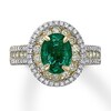 Thumbnail Image 0 of Natural Emerald Ring 1 ct tw Diamonds 14K Yellow Gold