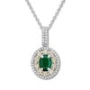 Thumbnail Image 0 of Natural Emerald Necklace 3/4 ct tw Diamonds 14K White Gold