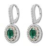 Natural Emerald Earrings 1-1/4 ct tw Diamonds 14K White Gold