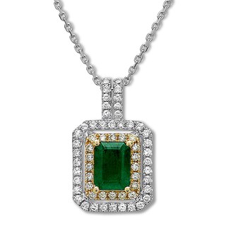 Natural Emerald Necklace 5/8 ct tw Diamonds 14K Two-Tone Gold | Jared