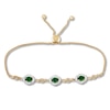 Thumbnail Image 0 of Natural Emerald Bolo Bracelet 3/8 cttw Diamonds 14K Yellow Gold