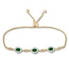 Thumbnail Image 1 of Natural Emerald Bolo Bracelet 3/8 cttw Diamonds 14K Yellow Gold