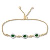 Thumbnail Image 0 of Natural Emerald Bolo Bracelet 3/8 cttw Diamonds 14K Yellow Gold