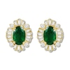 Thumbnail Image 1 of Natural Emerald Earrings 1/4 ct tw Diamonds 14K Yellow Gold