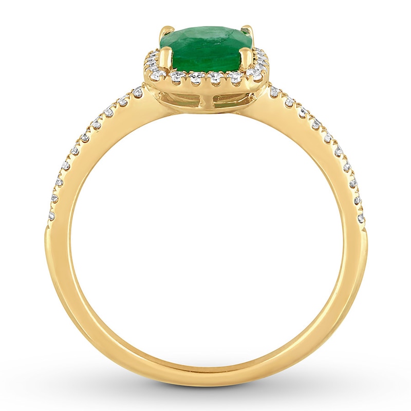 Main Image 2 of Natural Emerald Ring 1/5 ct tw Diamonds 14K Yellow Gold