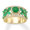 Thumbnail Image 0 of Natural Emerald Ring 1/2 carat tw Diamonds 14K Yellow Gold