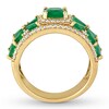 Thumbnail Image 1 of Natural Emerald Ring 1/2 carat tw Diamonds 14K Yellow Gold