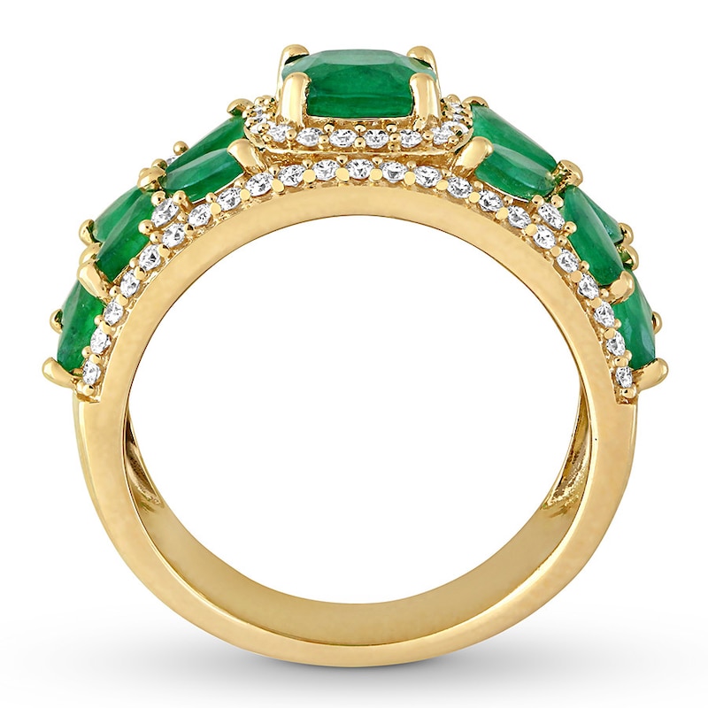 Natural Emerald Ring 1/2 carat tw Diamonds 14K Yellow Gold