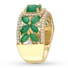 Thumbnail Image 2 of Natural Emerald Ring 1/2 carat tw Diamonds 14K Yellow Gold