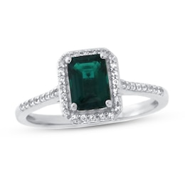 Lab-Created Emerald & White Topaz Ring 10K White Gold