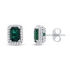 Lab-Created Emerald & White Topaz Earrings 10K White Gold