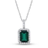 Thumbnail Image 0 of Lab-Created Emerald & White Topaz Necklace 10K White Gold