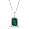 Thumbnail Image 1 of Lab-Created Emerald & White Topaz Necklace 10K White Gold