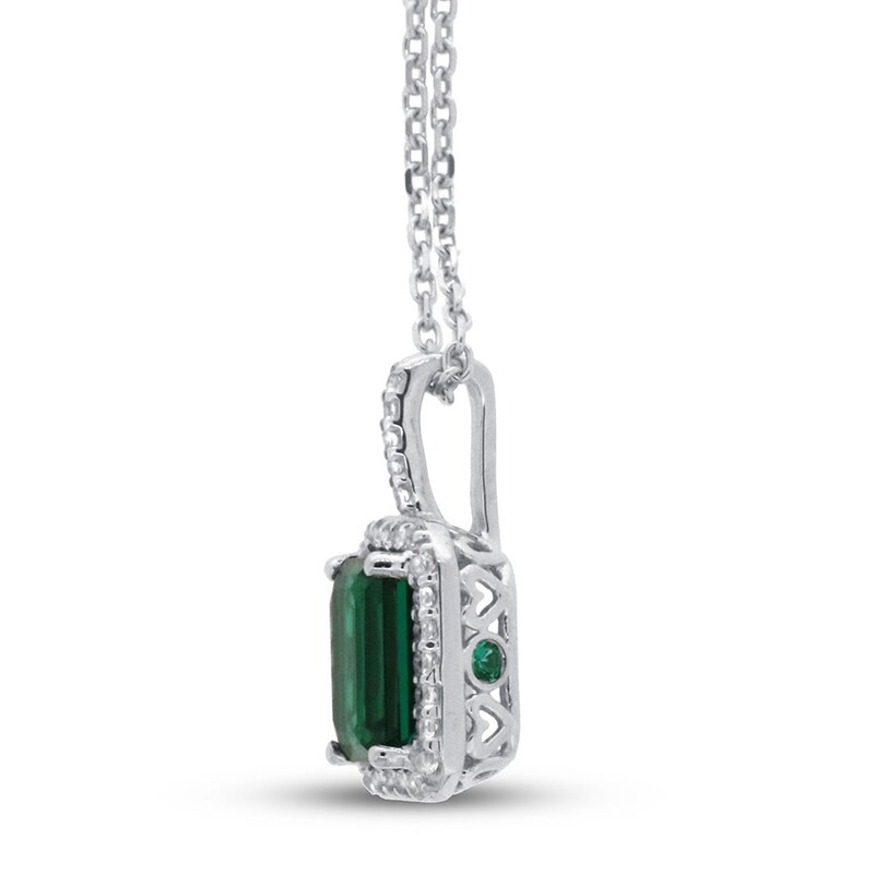 Lab-Created Emerald & White Topaz Necklace 10K White Gold