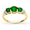 Lab-Created Emerald Ring Diamond Accents 10K Yellow Gold