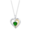 Thumbnail Image 1 of Heart Necklace Lab-Created Emerald Sterling Silver/10K Yellow Gold
