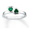 Stackable Heart Ring Lab-Created Emeralds Sterling Silver