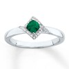 Lab-Created Emerald Ring 1/10 ct tw Diamonds Sterling Silver