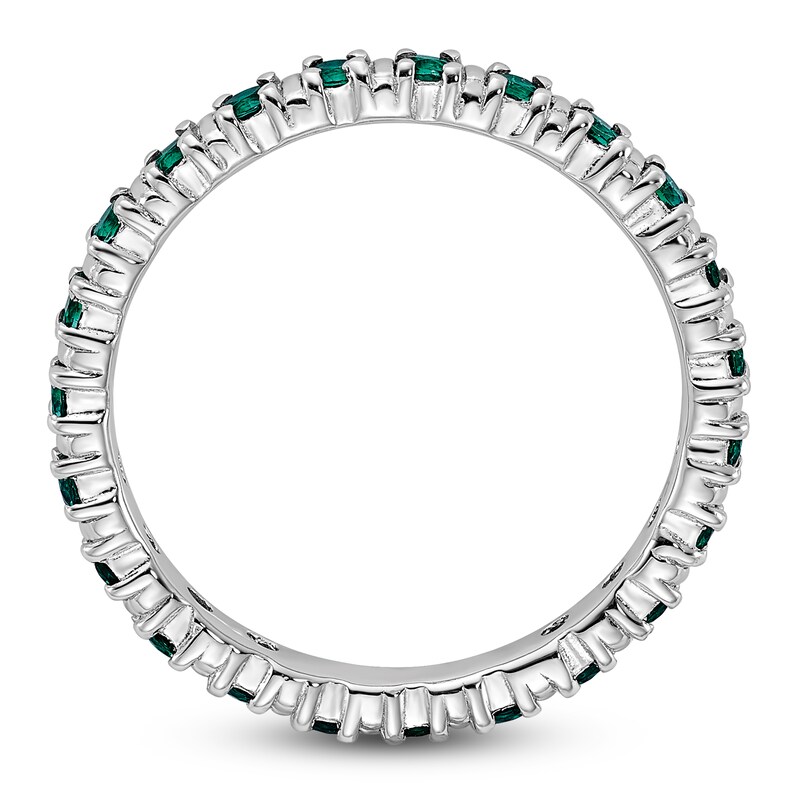 Main Image 2 of Stackable Ring Lab-Created Emeralds Sterling Silver