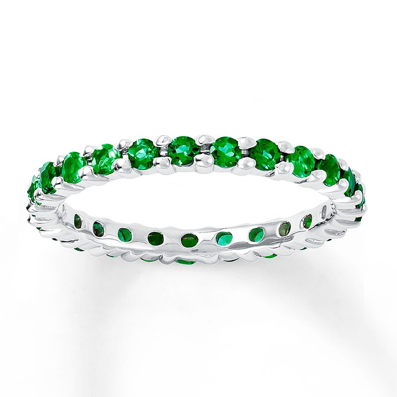 Stackable Ring Lab-Created Emeralds Sterling Silver