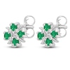Thumbnail Image 2 of Natural Emerald Earrings Diamond Accents Sterling Silver