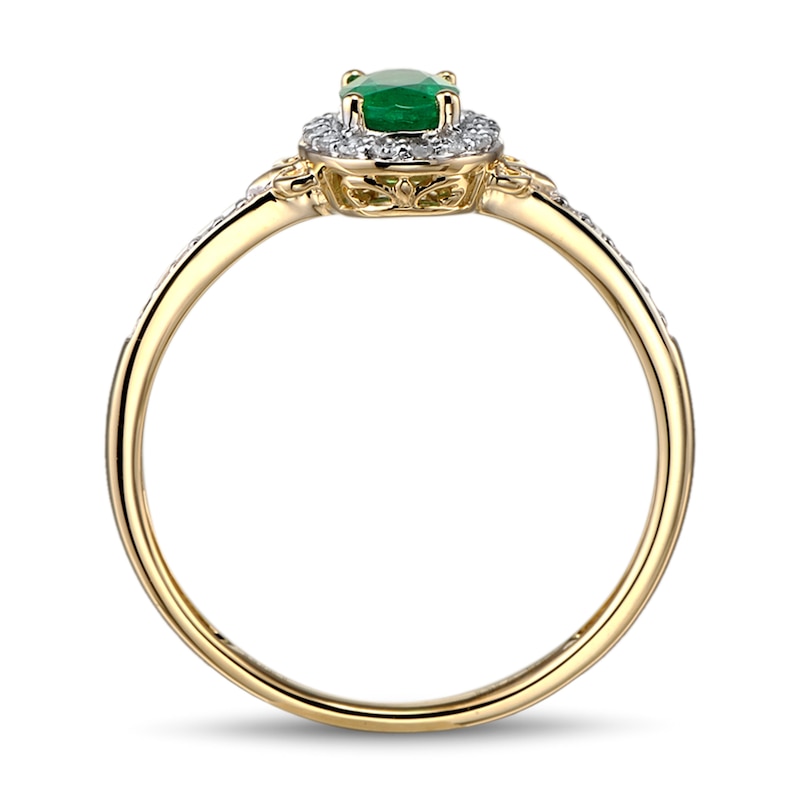 Natural Emerald Ring Diamonds 1/10 ct tw 10K Yellow Gold | Jared