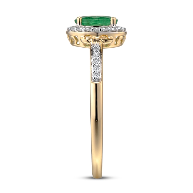 Natural Emerald Ring Diamonds 1/10 ct tw 10K Yellow Gold