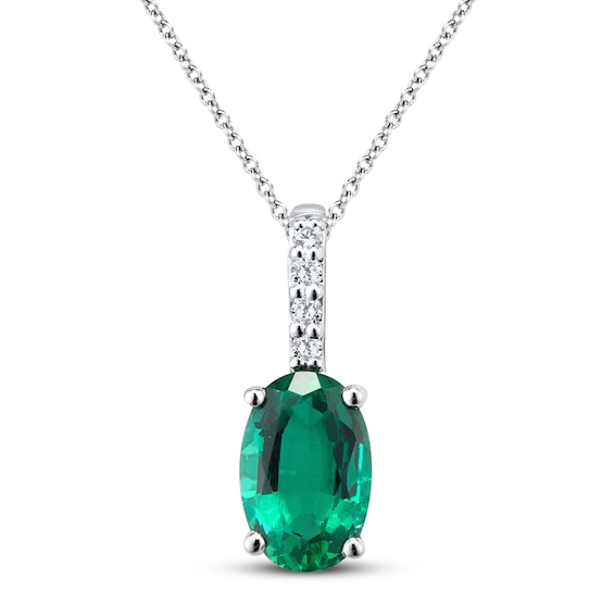 Natural Emerald Necklace Diamond Accents 10K White Gold | Jared