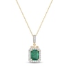 Thumbnail Image 0 of Natural Emerald Necklace 1/4 ct tw Diamonds Round 10K Yellow Gold