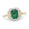 Natural Emerald Ring 3/8 ct tw Diamonds Round 10K Yellow Gold