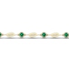 Thumbnail Image 0 of Lab-Created Emerald Bracelet Diamond Accents 10K Yellow Gold