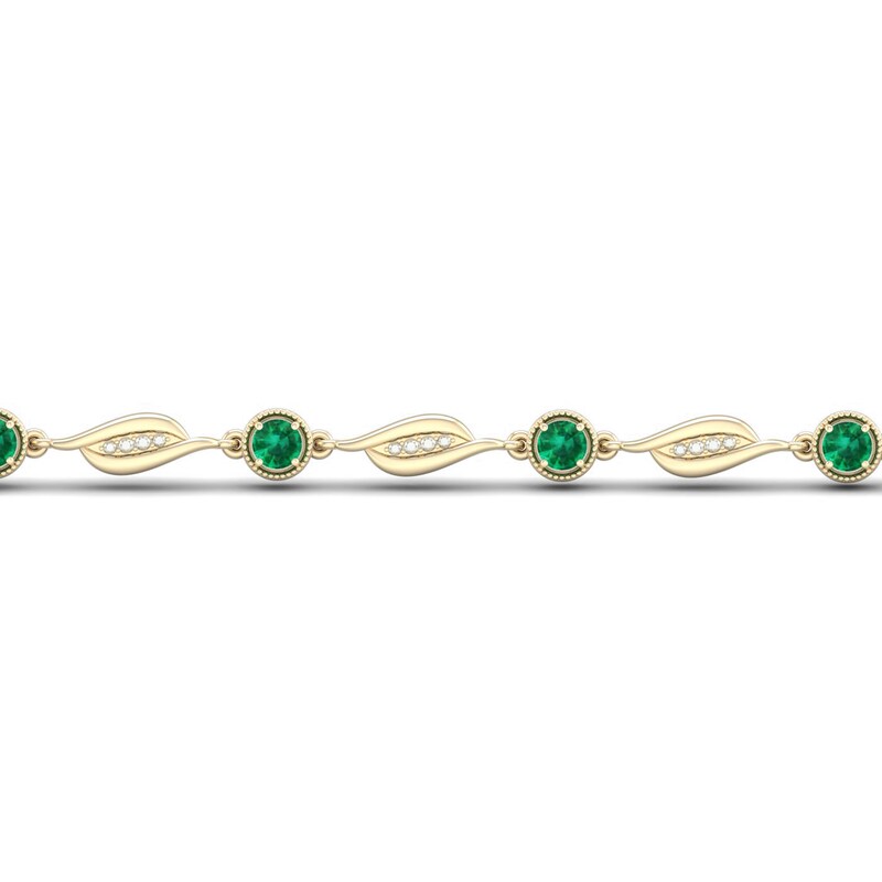 LabCreated Emerald Bracelet Diamond Accents 10K Yellow Gold Jared