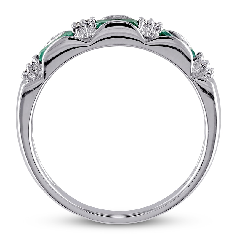 Main Image 2 of Natural Emerald Ring 1/15 ct tw Diamonds 10K White Gold