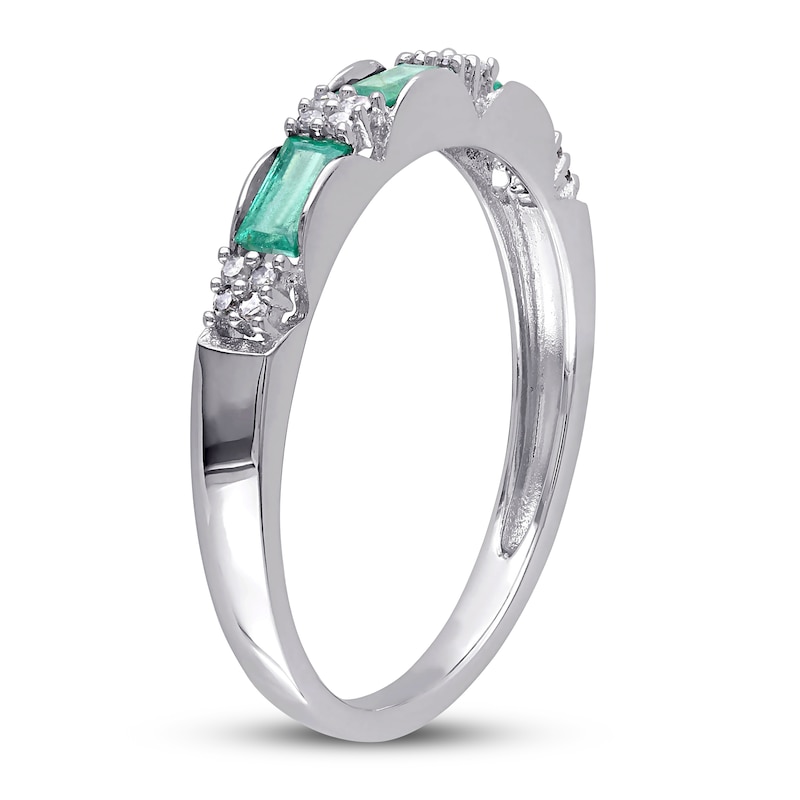 Main Image 3 of Natural Emerald Ring 1/15 ct tw Diamonds 10K White Gold