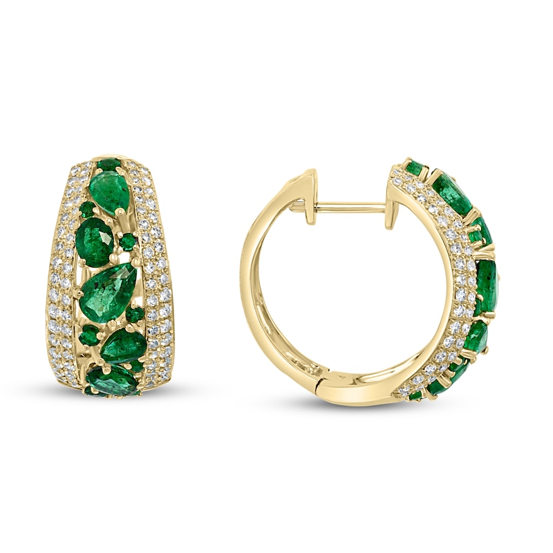 Effy Natural Emerald Earrings 5/8 ct tw Diamonds 14K Yellow Gold
