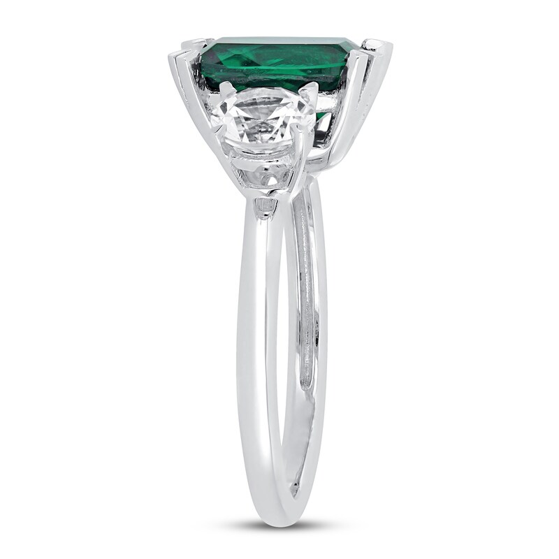 Lab-Created Emerald & Lab-Created Sapphire Ring 10K White Gold