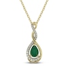 Thumbnail Image 0 of Natural Emerald Necklace 1/15 ct tw Diamonds 10K Yellow Gold