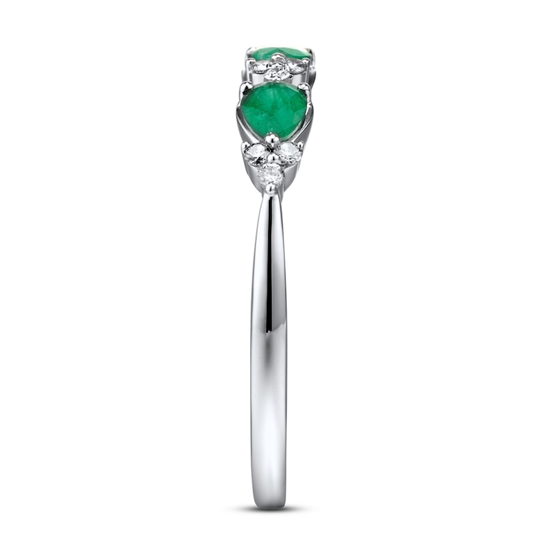 Emerald Ring 1/10 ct tw Diamonds 10K White Gold