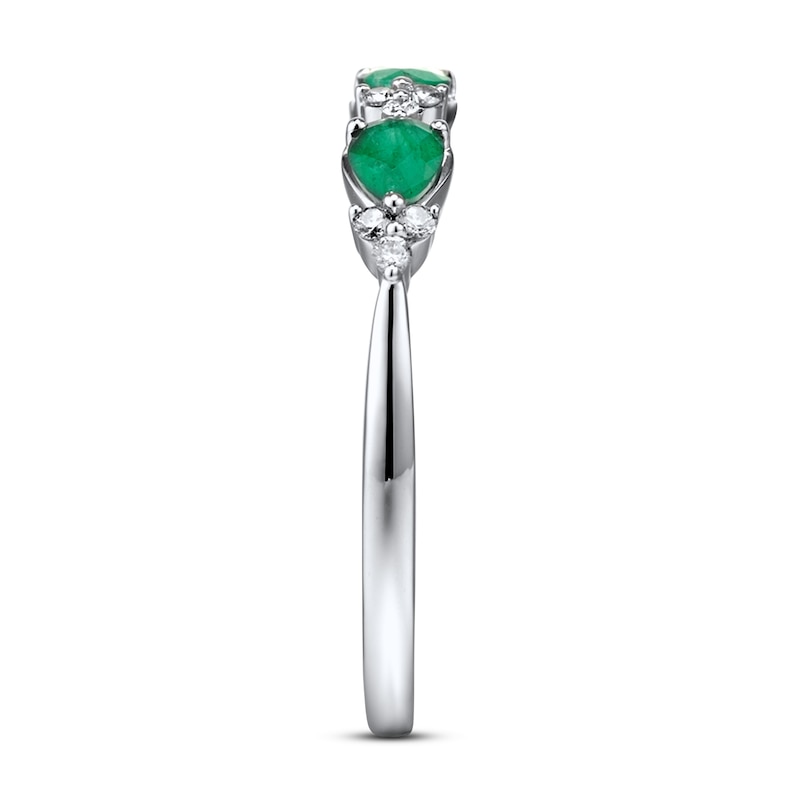 Main Image 2 of Emerald Ring 1/10 ct tw Diamonds 10K White Gold
