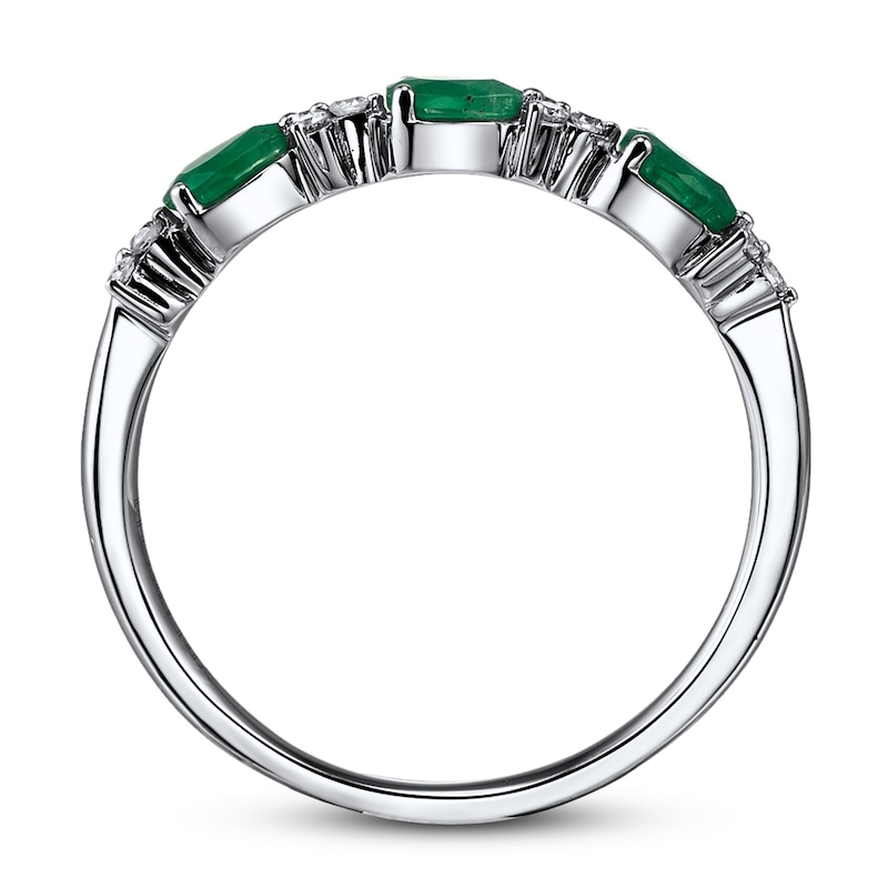 Main Image 3 of Emerald Ring 1/10 ct tw Diamonds 10K White Gold
