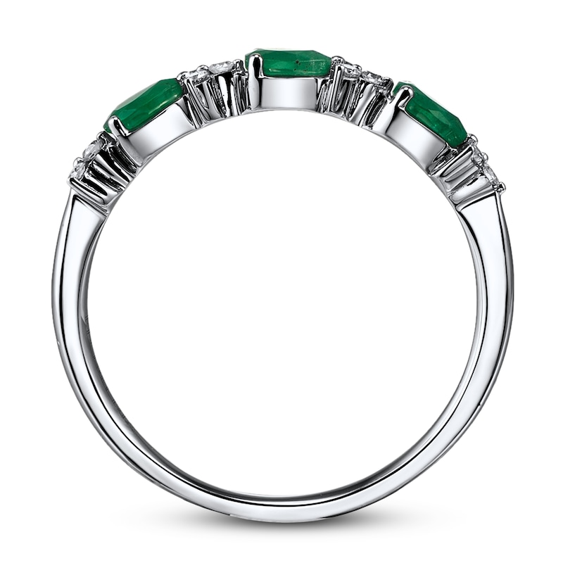 Emerald Ring 1/10 ct tw Diamonds 10K White Gold