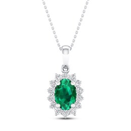 Emerald Necklace 1/5 ct tw Diamonds 10K White Gold