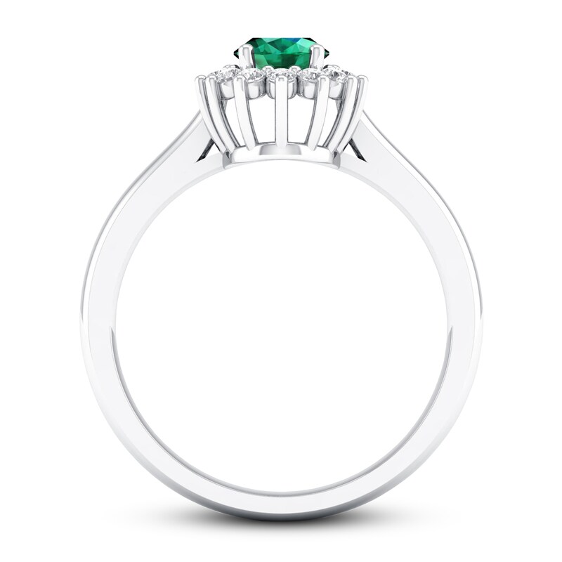 Emerald Ring 1/5 ct tw Diamonds 10K White Gold
