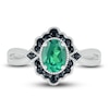 Thumbnail Image 1 of Lab-Created Emerald & Natural Black Spinel Ring Sterling Silver