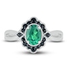 Thumbnail Image 2 of Lab-Created Emerald & Natural Black Spinel Ring Sterling Silver