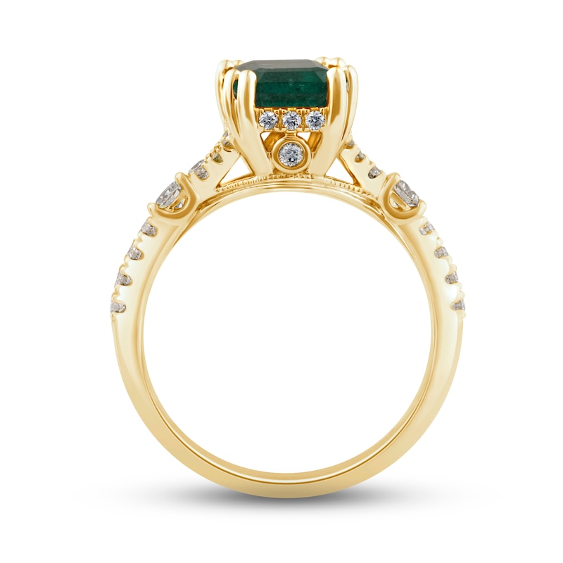 Main Image 2 of Natural Emerald Ring 3/8 ct tw Diamonds 14K Yellow Gold