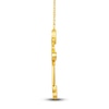 Thumbnail Image 3 of Natural Emerald Cross Pendant Necklace 1/10 ct tw Diamonds 14K Yellow Gold