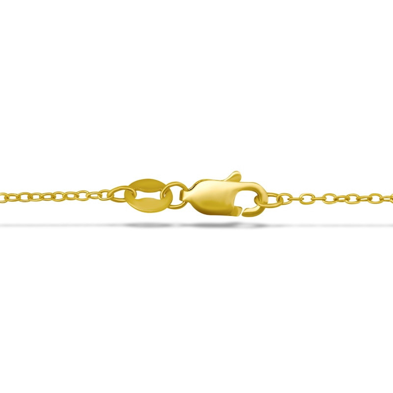 Main Image 5 of Natural Emerald Cross Pendant Necklace 1/10 ct tw Diamonds 14K Yellow Gold